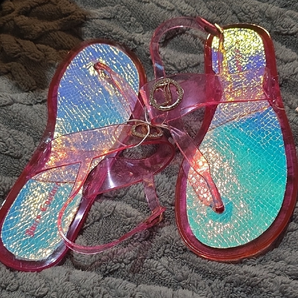 Juicy Couture Pink and Iridescent Sandals